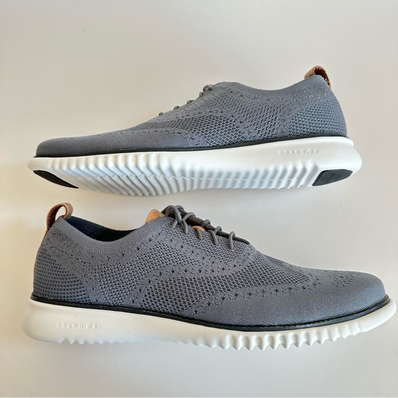 Cole Haan 2.ZeroGrand Stitchlite Knit Wingtip Ironstone Vapor Gray White 13 NIB - Picture 9 of 16